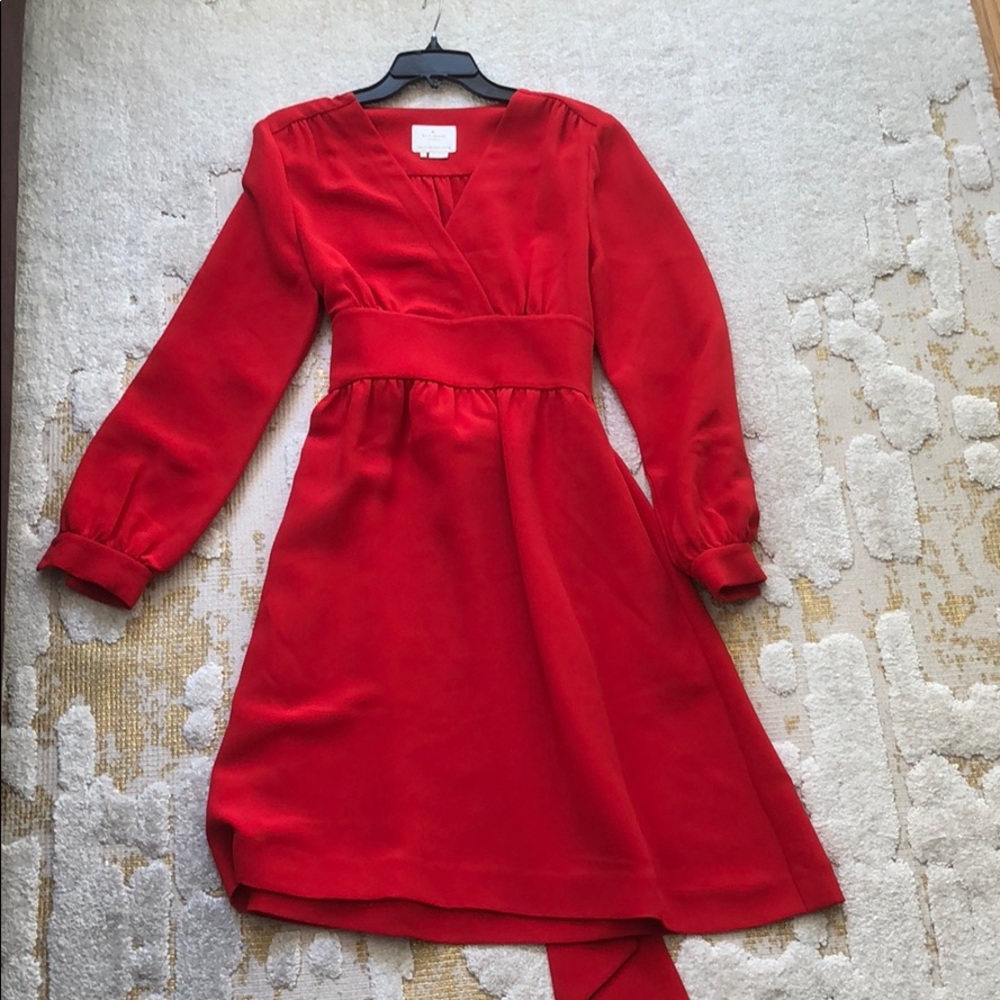 Red, long sleeve Kate Spade dress, size 12